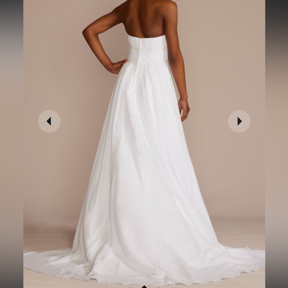 David’s Bridal Collection Chiffon A-Line Wedding Dress with Beads Style 9V9743 - Picture 3 of 11